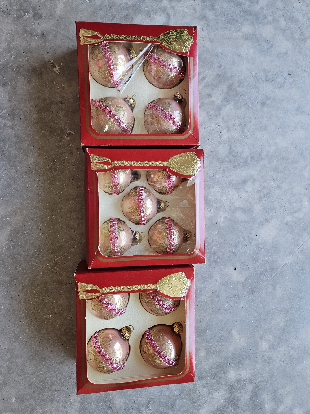 Vintage Pink Glass Holiday Ornaments - Set of 13